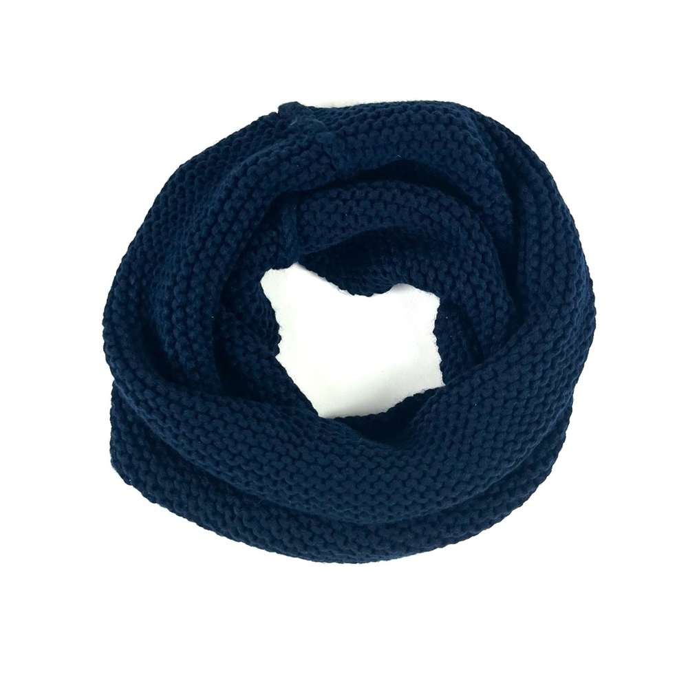 Buckle Navy Blue Chunky Knit Tube Scarf
